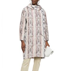 MAJE Baro Snake-print Shell Hooded Oversized Windbreaker Jacket In Pink One Size